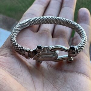 Sterling Silver & Black Onyx Mesh Bracelet